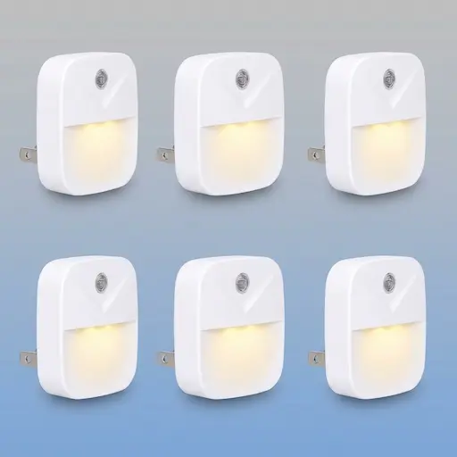Uigos LED Night Light Plug-in with Dusk to Dawn Sensor, Warm White, 6-Pack